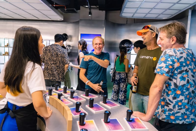 Wide view of the metallic showroom floor at FOURTWENTY Thonglor.